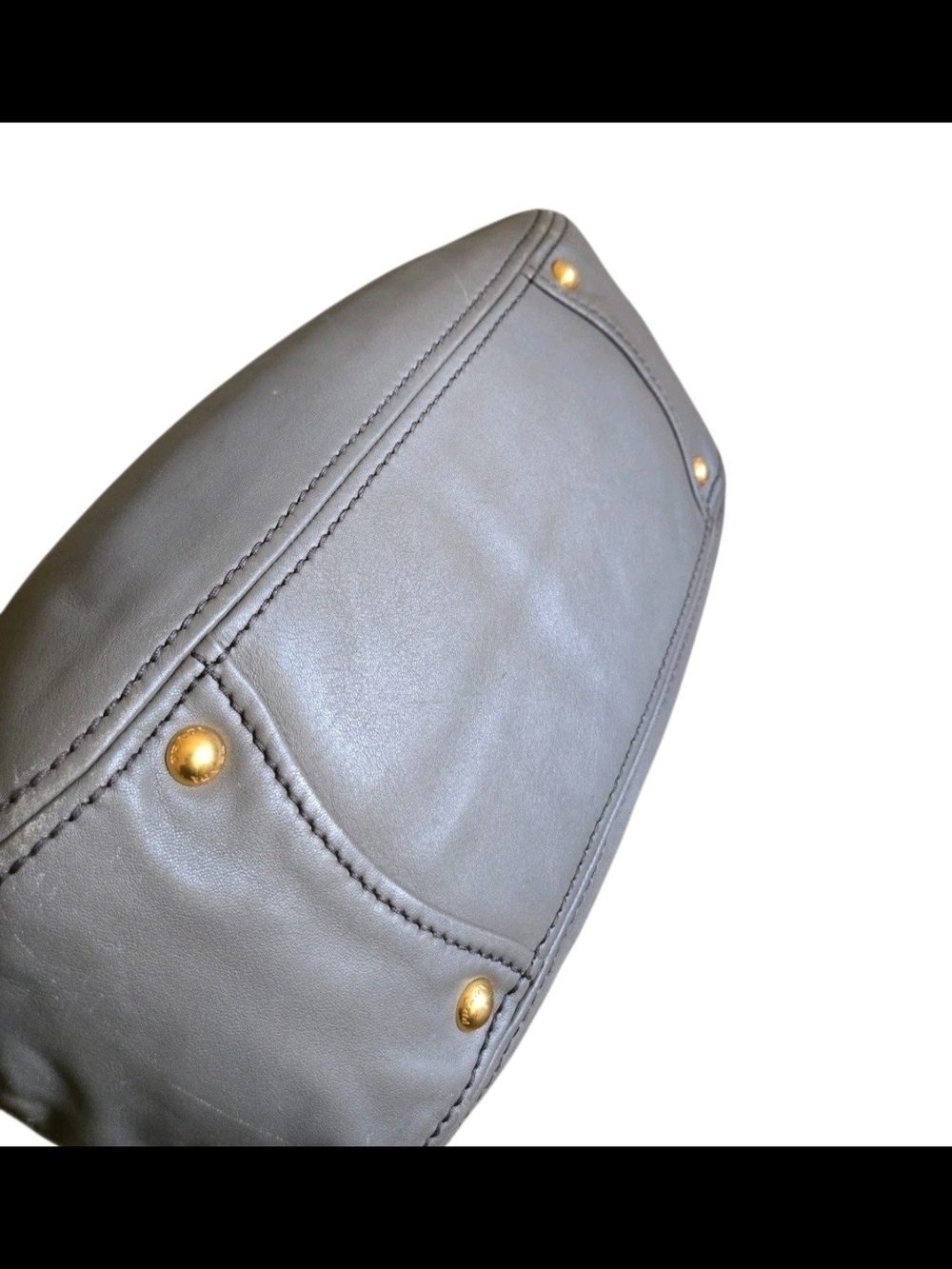Prada Dark Brown Leather Shoulder Bag with Gold Hardware - Picture 6 of 9
